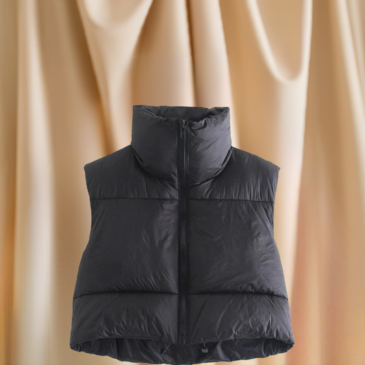 Autumn and Winter Warm Sleeveless Quilted Vest for Women Short Stand-up Collar Cotton Down Jacket Ideal for Outdoor Travel